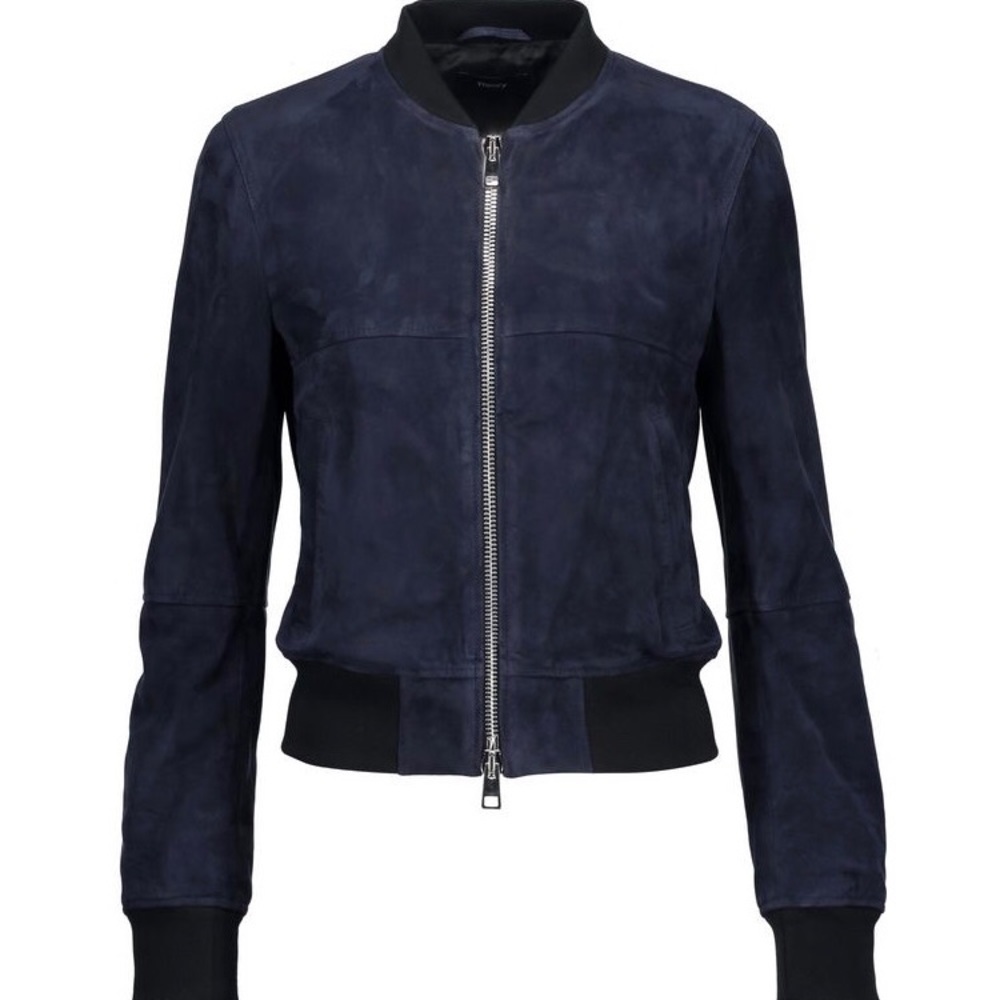 SOLD Navy Theory Daryette Suede Bomber Jacket